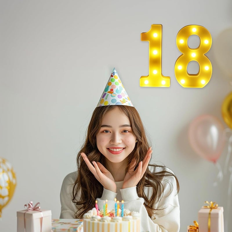 Funsky 18th Birthday Decorations for Girls and Boys,Happy 18th Birthday Decorations for Men Centerpieces Table,18 Light Up Numbers Sign Led for Party Backdrop Wall Decor for Wedding Anniversary Home - Image 4